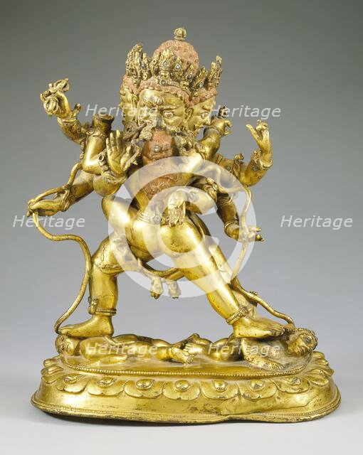 The Bodhisattva Vajrapani (Tibetan: Chana Dorje) and His Consort, 15th century. Creator: Unknown.