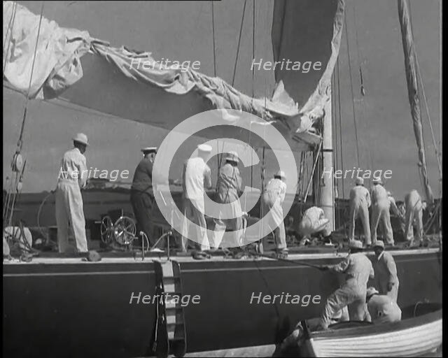 The Racing Yacht 'Endeavour', 1936.  Creator: British Pathe Ltd.