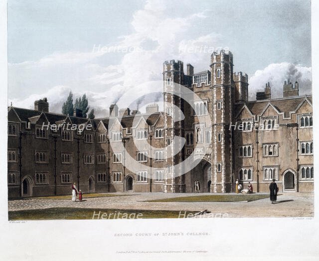 Second Court of St Johns College, Cambridge University, 1814. Creator: Joseph Constantine Stadler.