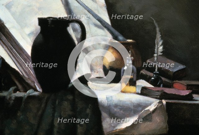 'Still Life with Skull', detail, 19th century.  Artist: Antoine Vollon