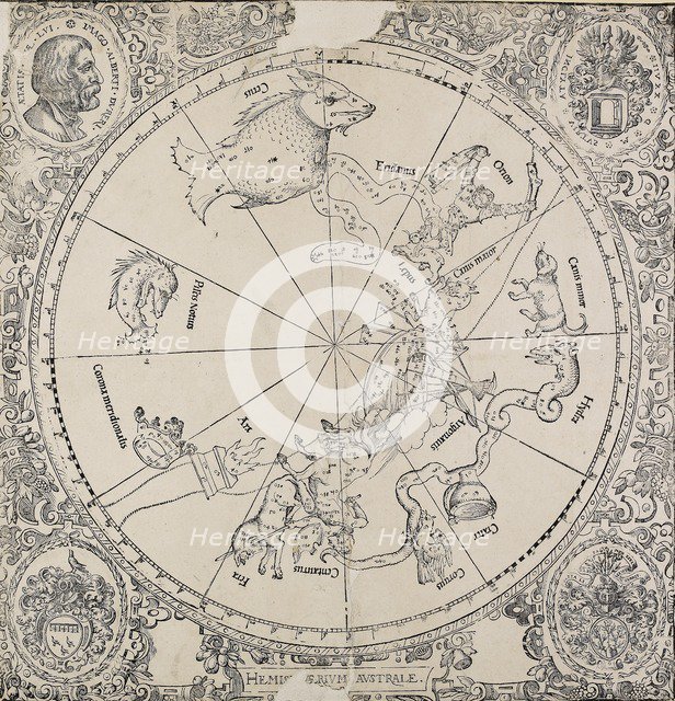 The chelestial chart of the southern hemisphere, early 16th century. Artist: Albrecht Durer.