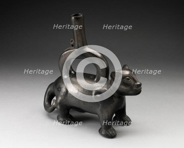 Blackware Vessel in the Form of a Feline, Likely a Puma, 180 B.C./A.D. 500. Creator: Unknown.