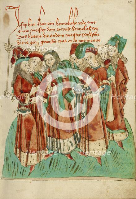 Josaphat Converses with the Astrologers; Barlaam und Josaphat, 1469. Creators: Hans Schilling, Diebolt Lauber.