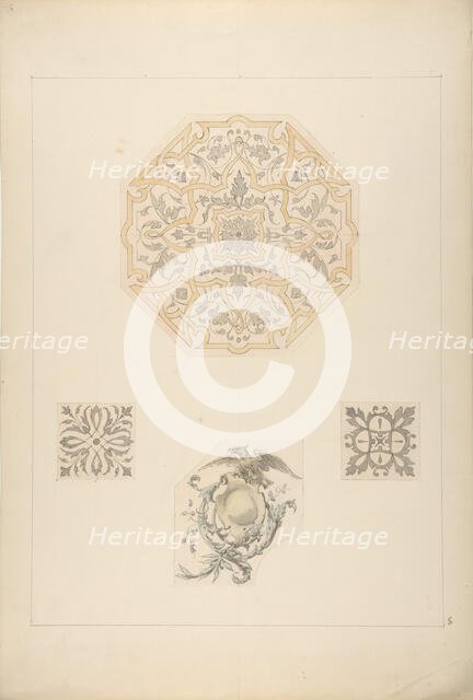 Four designs for decorative motifs, 1830-97. Creators: Jules-Edmond-Charles Lachaise, Eugène-Pierre Gourdet.
