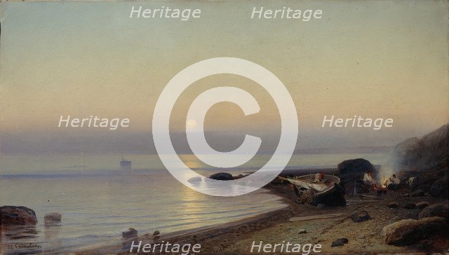 On the seashore, 1882. Artist: Sudkovsky, Rufim Gavrilovich (1850-1885)