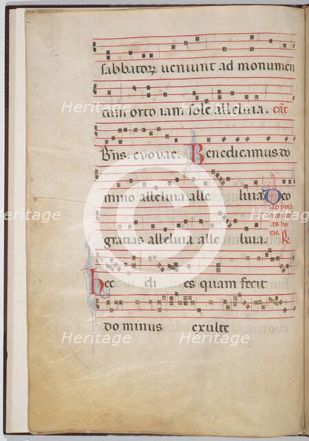 Leaf 4 from an antiphonal fragment (verso), c. 1275. Creator: Unknown.