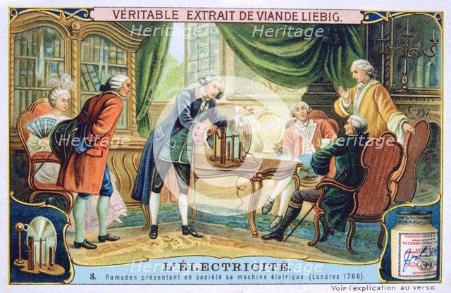 Electricity demonstration, London, 1766, (c1900). Artist: Unknown