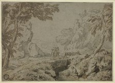 Landscape with Satyr, Goats and Other Figures, n.d. Creator: Abraham Genoels II.