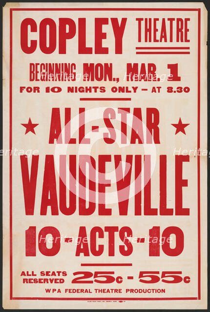 All-Star Vaudeville, Boston, [193-]. Creator: Unknown.