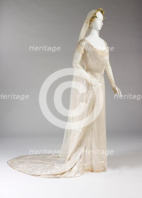 Wedding Dress, Collar, Veil And Matching Stockings, 1909. Creator: Unknown.