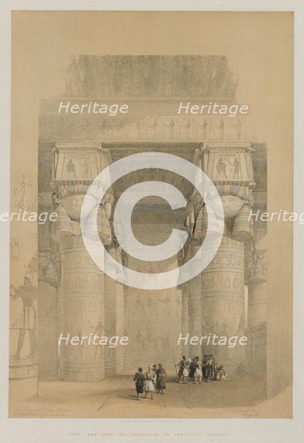 Egypt and Nubia, Volume II: View from Under the Portico of the Temple of Dendera, 1849. Creator: Louis Haghe (British, 1806-1885); F.G.Moon, 20 Threadneedle Street, London.