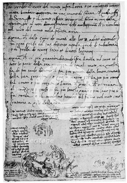 Trajectories of thrown stones and drops, late 15th or early 16th century (1954). Artist: Leonardo da Vinci