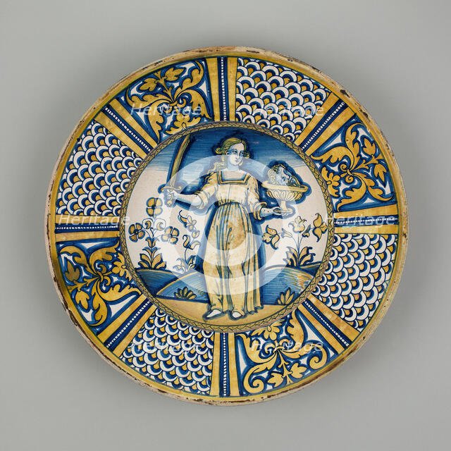 Display Plate with Judith Holding the Head of Holofernes, Deruta, 1500/1530. Creator: Unknown.