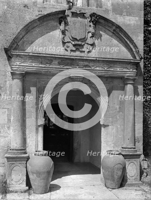 Entrance porch to the Manor House, Upper Swell, Gloucestershire, c1925. Artist: Nathaniel Lloyd