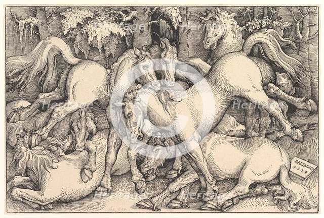 Group of Seven Horses, 1534. Creator: Hans Baldung.