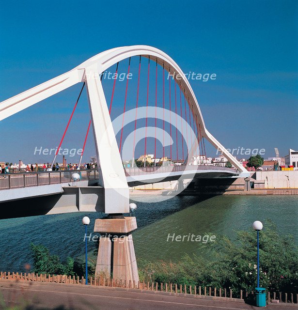 View of the Barqueta bridge in Seville.