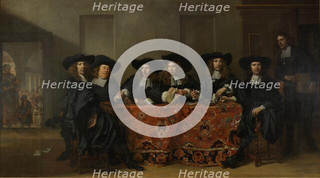 Six Regents and the Housemaster of the Oudezijds Institute for the Outdoor Relief of the Poor, Amste Creator: Pieter van Anraedt.