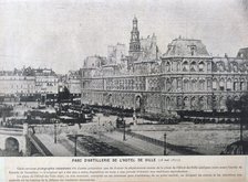 Artillery pieces lined up outside the Hotel de Ville, Paris, 16 May 1871. Artist: Unknown