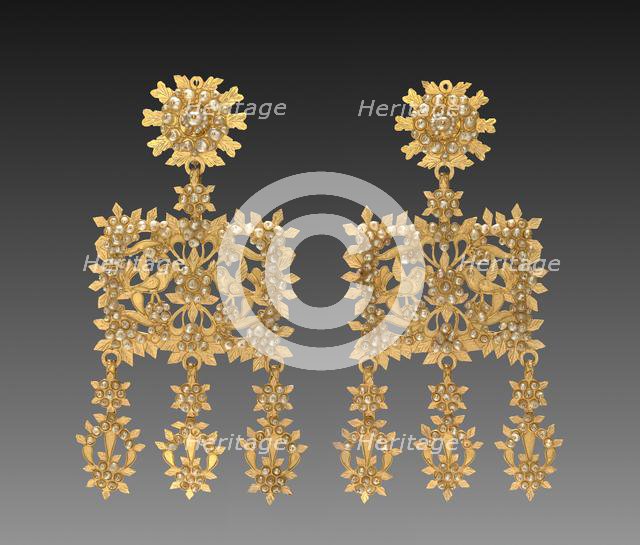 Pair of Earrings, 1700s - 1800s. Creator: Unknown.