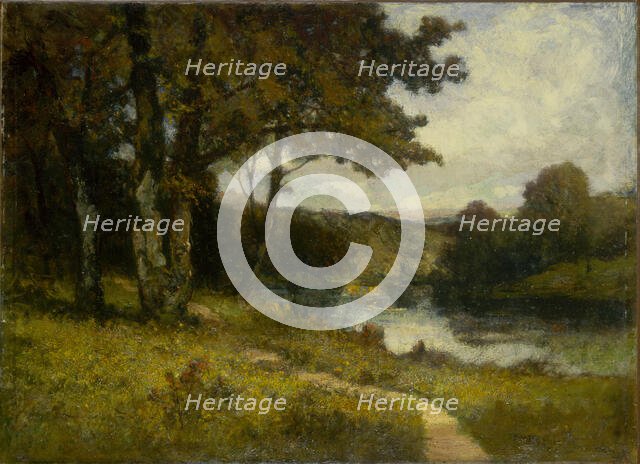 Untitled (landscape, trees near river), 1891. Creator: Edward Mitchell Bannister.