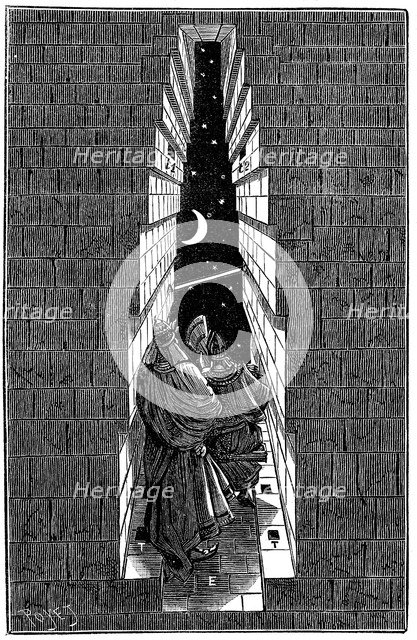 Great Pyramid of Cheops at Giza being used as an astronomical observatory, 1891. Artist: Unknown