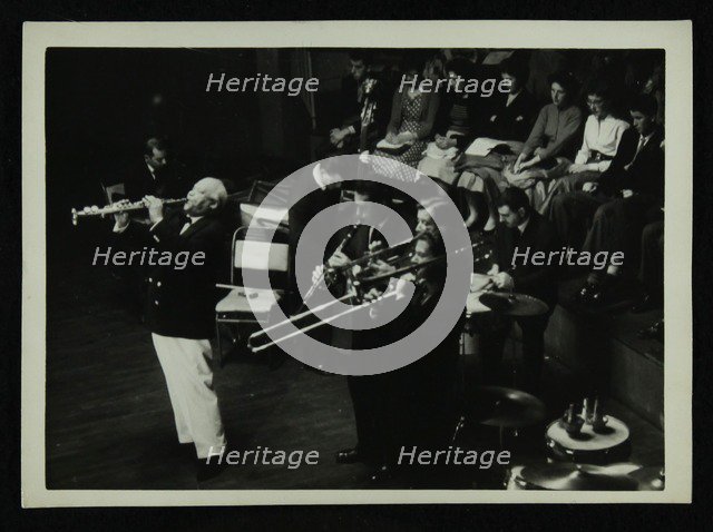 Sidney Bechet (soprano saxophone) in concert at Colston Hall, Bristol, 1956. Artist: Denis Williams