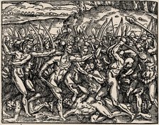Brazil. As savages make war against each other... From Cosmografia universal by André Thevet, 1558. Creator: Bry, Theodor de (1528-1598).