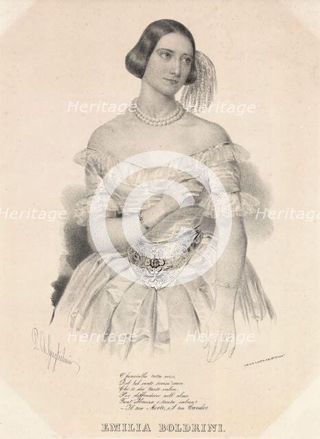 Portrait of the opera singer Emilia Boldrini, 1842. Creator: Guglielmi, Pedro Augusto (1811-1854).
