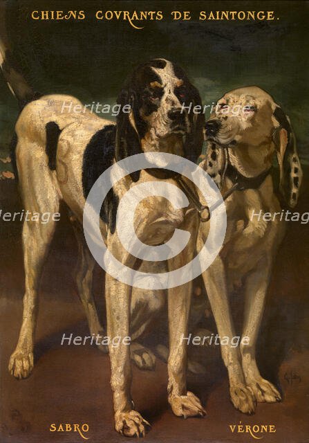 Two Dogs, c1830-1880. Creator: Louis-Godefroy Jadin.