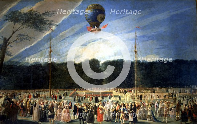 Ascent of a Montgolfier Balloon in Madrid, oil on canvas by Antonio Carnicero.