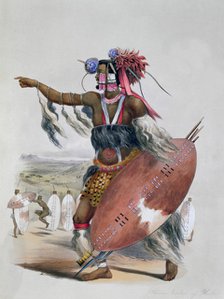 'Zulu Warrior, Utimuni, Nephew of Chaka the Late Zulu King', 1849. Artist: George French Angas