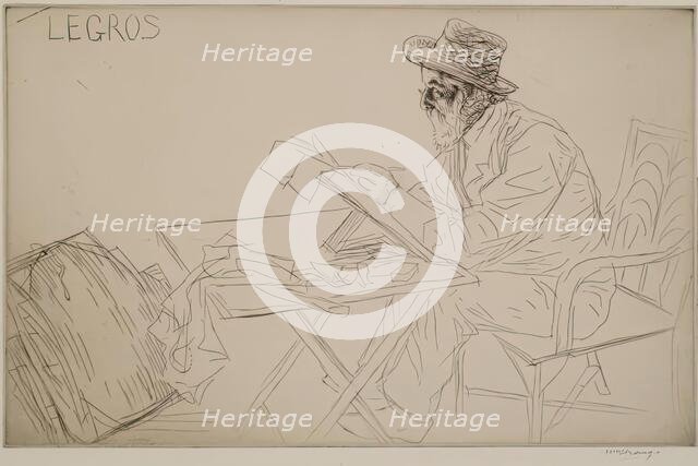 Portrait of Alphonse Legros, 1910. Creator: William Strang.