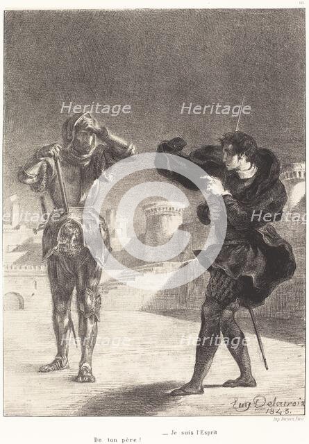 The Ghost on the Terrace (Act I, Scene V), 1843. Creator: Eugene Delacroix.