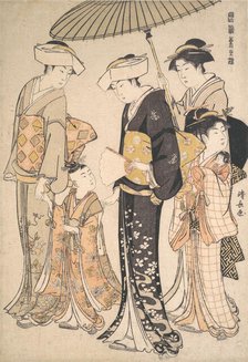 High-Ranking Samurai Girl with Four Attendants, from the series A Brocade of Eastern M..., ca. 1784. Creator: Torii Kiyonaga.