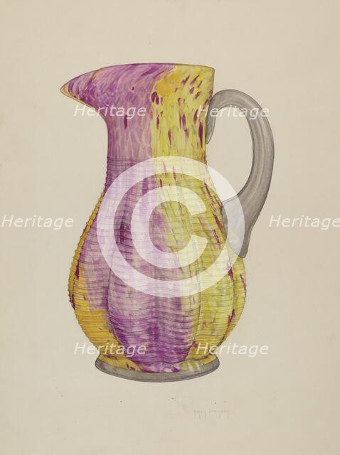 Glass Water Pitcher, c. 1938. Creator: Helen Bronson.