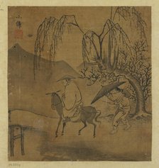 Two travelers in the rain, Possibly Ming dynasty, 1368-1644. Creator: Unknown.