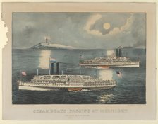 Steamboats Passing at Midnight - On Long Island Sound, 1872-74., 1872-74. Creators: Nathaniel Currier, James Merritt Ives, Currier and Ives.