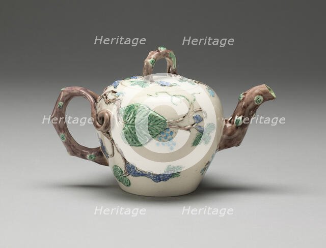 Teapot, Staffordshire, 1750/55. Creator: Staffordshire Potteries.