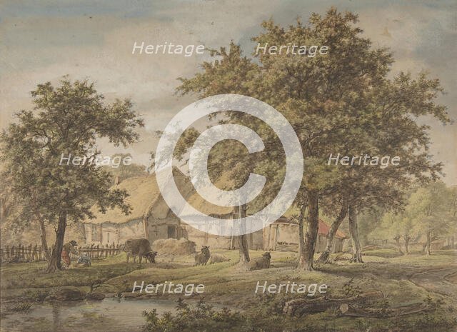 Landscape with a Farmhouse, 1757-1837. Creator: Adrianus de Visser.