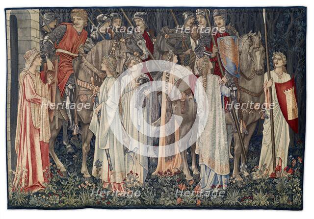 Quest for the Holy Grail Tapestries - Panel 2 - The Arming and Departure of the Knights, 1895-96. Creator: Sir Edward Coley Burne-Jones.