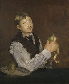 Young Boy Peeling a Pear.
