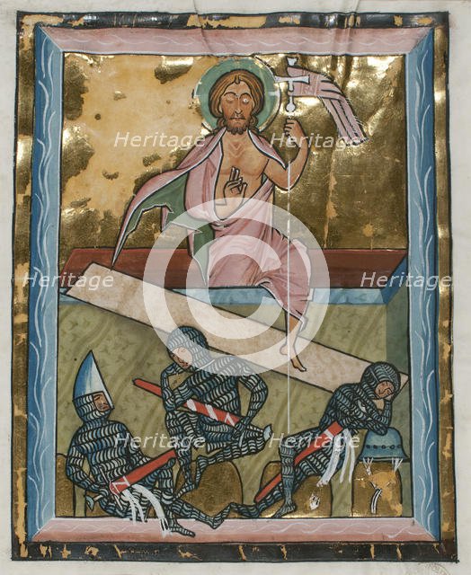 Manuscript Leaf with the Resurrection, from a Psalter, mid-13th century. Creator: Unknown.