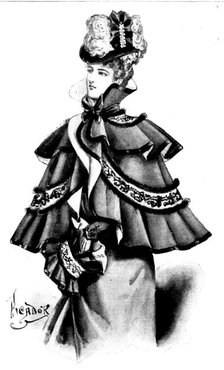 Ladies' Page: a fur-trimmed cape, 1898. Creator: Picador.