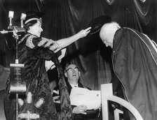 Princess Margaret confers an honorary degree on the Archbishop of Canterbury, 1967. Artist: Unknown