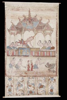 Vessantara Jataka, Chapter 11: Jujaka and the Royal Children are Brought to King... 18th-19th cent. Creator: Unknown.
