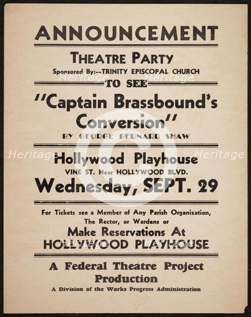 Captain Brassbound's Conversion, Los Angeles, 1937. Creator: Unknown.