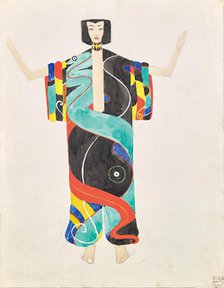 Costume study in trouser kimono for the performance of Julius Bittner's "The Coat of Love"..., 1909. Creator: Unknown.