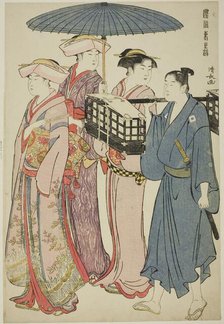 Going to a Picnic, from the series "A Brocade of Eastern Manners (Fuzoku Azuma no..., c.1783/84. Creator: Torii Kiyonaga.