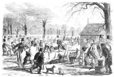 Skating in Hyde-Park - drawn by John Leech, 1857. Creator: Joseph Swain.