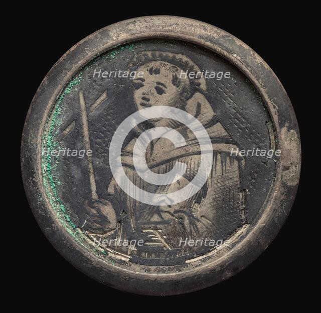 Half Figure of a Monk with Cross and Book. Creator: Unknown.